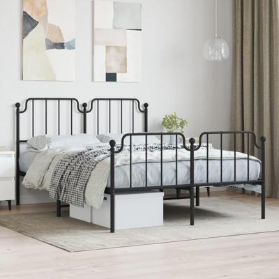 Bedframe met hoofd- en voeteneindemetaal zwart 140x190 cm