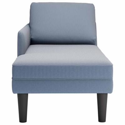 Chaise longue met kussen corduroy stof blauw