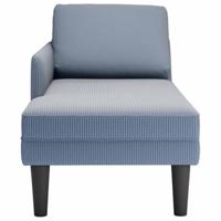 Chaise longue met kussen corduroy stof blauw - thumbnail
