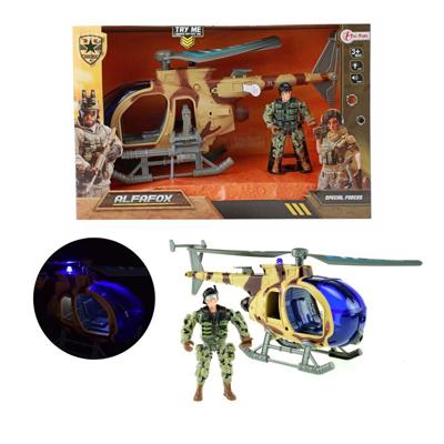 Army Helikopter met Soldaat + Licht en Geluid