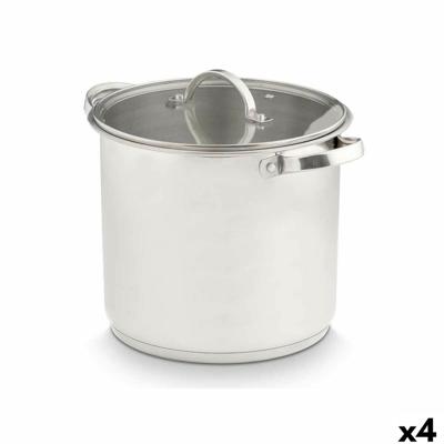 Kookpot met Glazen Deksel Kinvara Zilverkleurig 31 x 25 x 24 cm 31 x 23 x 24 cm Inductie (4 Stuks)