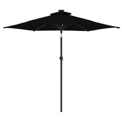 VidaXL Parasol met led's en stalen paal 225x225x212 cm zwart VidaXL Parasol met led's en stalen paal 225x225x212 cm zwart