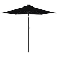 VidaXL Parasol met led&apos;s en stalen paal 225x225x212 cm zwart - thumbnail