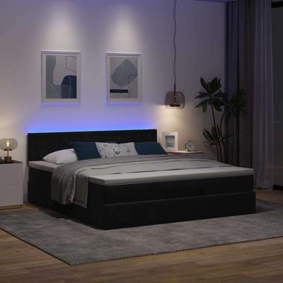 Ottoman bed met matras en LED's 180x200cm fluweel zwart