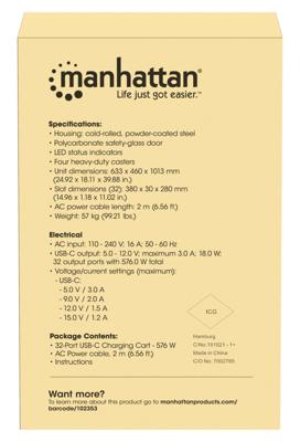 Manhattan 102353 Laad- en managementsysteem Wagen Bekabeling voor USB-C Manhattan 102353 Laad- en managementsysteem Wagen Bekabeling voor USB-C