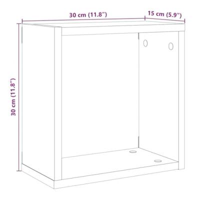 Wandschappen kubus 6 st 30x15x30cm bewerkt hout oud houtkleurig Wandschappen kubus 6 st 30x15x30cm bewerkt hout oud houtkleurig