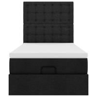 Ottoman bed met matras en LED's 100x200cm stof zwart - thumbnail
