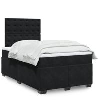 Boxspring met matras fluweel zwart 120x200 cm - thumbnail