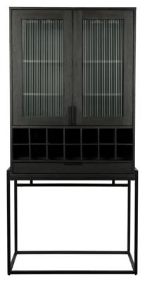Zuiver Wijnkast 'Travis' Walnoothout en glas, 180 x 89cm, kleur Zwart Zuiver Wijnkast 'Travis' Walnoothout en glas, 180 x 89cm, kleur Zwart