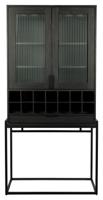 Zuiver Wijnkast 'Travis' Walnoothout en glas, 180 x 89cm, kleur Zwart - thumbnail