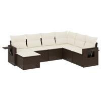 8-delige Loungeset met kussens poly rattan bruin - thumbnail