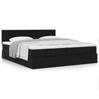 Ottoman bed met matrassen 200x200cm fluweel zwart - thumbnail