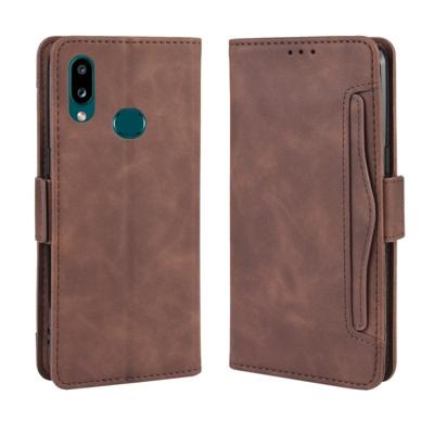 Voor Galaxy A10s portemonnee stijl huid voelen kalf patroon lederen draagtas met aparte kaartsleuf (bruin)