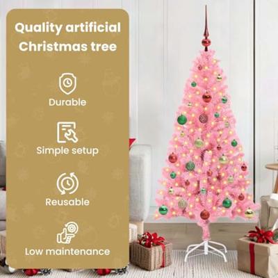VidaXL Kerstboom met 150 led met standaard roze 150 cm pvc