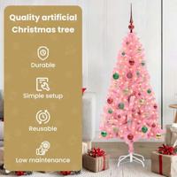 VidaXL Kerstboom met 150 led met standaard roze 150 cm pvc - thumbnail