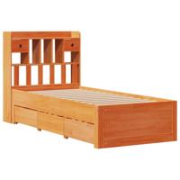 Bed met boekenkast zonder matras grenenhout wasbruin 160x200 cm - thumbnail