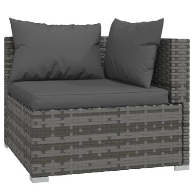4-delige Loungeset met kussens poly rattan grijs - thumbnail