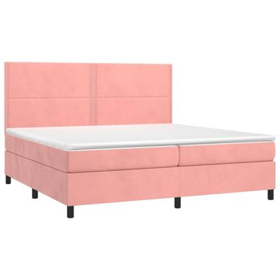 Boxspring met matras fluweel roze 200x200 cm