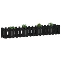 VidaXL Plantenbak verhoogd hekontwerp 200x30x30 cm grenenhout zwart - thumbnail