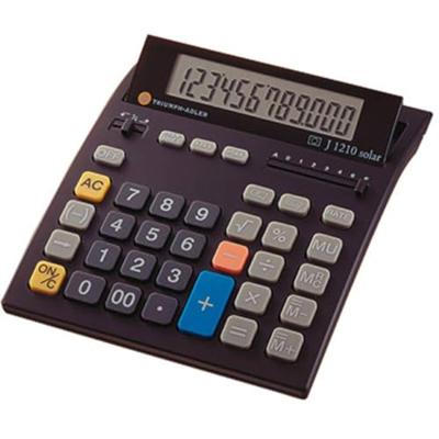 Triumph Adler J 1210 Bureaurekenmachine Zwart Aantal displayposities: 12 werkt op zonne-energie, werkt op batterijen (b x h x d) 160 x 35 x 202 mm Triumph Adler J 1210 Bureaurekenmachine Zwart Aantal displayposities: 12 werkt op zonne-energie, werkt op batterijen (b x h x d) 160 x 35 x 202 mm