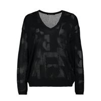 Expresso trui Bauke met all over print zwart - thumbnail