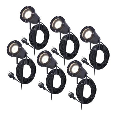 Set van 6 Sydney LED prikspots - GU10 4 Watt 345 Lumen - Dimbaar - Kantelbaar - 4000K neutraal wit - IP64 Waterdicht - 1.5m kabel met EU-stekker - Zwart