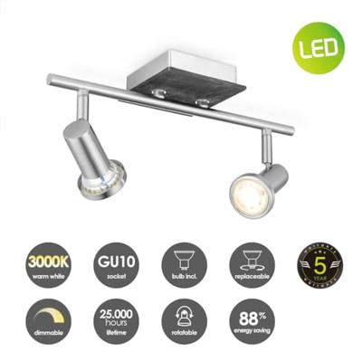 Home sweet home LED opbouwspot Stone 2 lichts ↔ 33,5 cm - mat staal