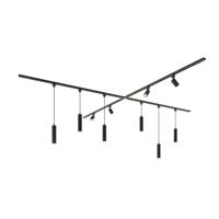 Taros Railverlichting Pakket - X-vorm - 4x 1,5m rail - 4 railspots - 6 hanglamp - Incl. 2700K GU10 - IP20 - Modulair - 230V - thumbnail