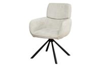 Draaibare Retro Stoel UNIEKE champagne beige chenille metalen poten met armleuning - 46322 - thumbnail