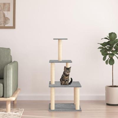VidaXL Kattenmeubel met sisal krabpalen 111 cm lichtgrijs VidaXL Kattenmeubel met sisal krabpalen 111 cm lichtgrijs