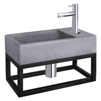 Differnz Differnz Force fonteinset beton donkergrijs - kraan recht - met handdoekrek chroom - thumbnail