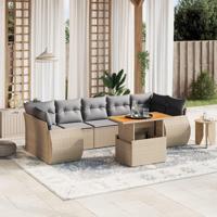 8-delige Loungeset met kussens poly rattan beige - thumbnail