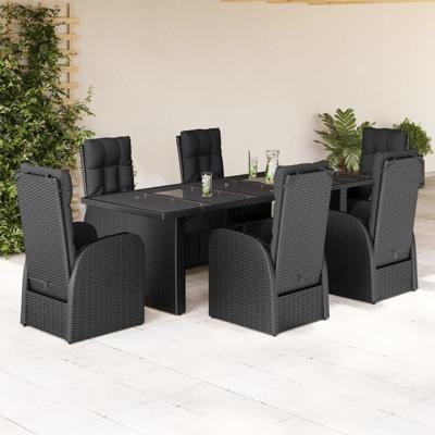 7-delige Tuinset met kussens poly rattan zwart - thumbnail