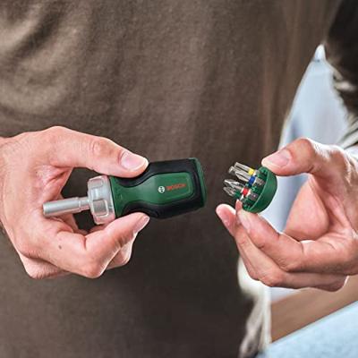 Bosch Groen Compacte ratelschroevendraaier met 6 bits - 1600A027PK