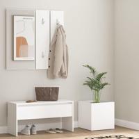 Garderobe set bewerkt hout wit - thumbnail