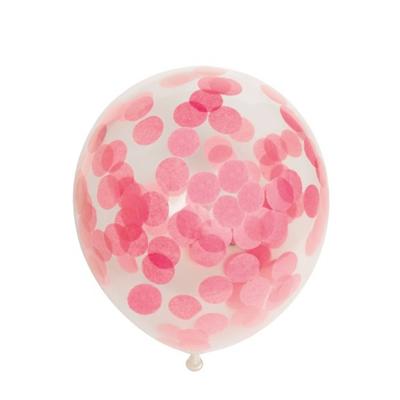Globos Confetti ballonnen papieren confetti baby roze 30cm, 6st.