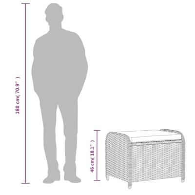 Tuinkruk met kussen 58x46x46 cm poly rattan bruin