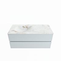 MONDIAZ VICA-DLUX 110cm badmeubel onderkast Clay 2 lades. Inbouw wastafel CLOUD links 1 kraangat, kleur Frappe. - thumbnail