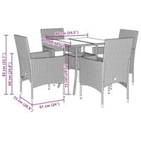5-delige Tuinset met kussens poly rattan en glas lichtgrijs - thumbnail