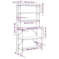 Bakkersrek 6-laags 90x40x180 cm bewerkt hout bruin eikenkleur - thumbnail