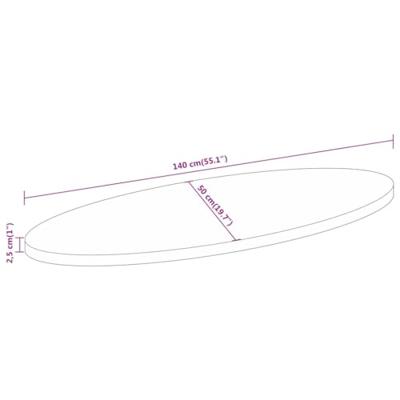 Tafelblad ovaal 140x50x2,5 cm massief mangohout