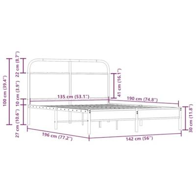 Bedframe zonder matras bewerkt hout gerookt eiken 135x190 cm