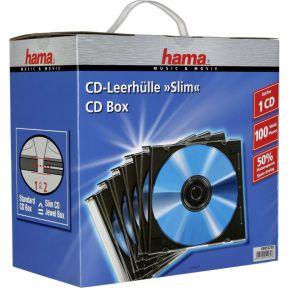 Hama cd slim box 100 stuks zwart/transpant