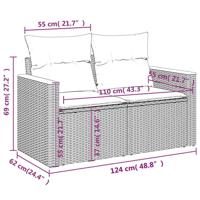 10-delige Loungeset met kussens poly rattan acacia zwart - thumbnail