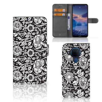 Nokia 5.4 Hoesje Black Flowers Nokia 5.4 Hoesje Black Flowers