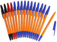 Gerimport balpennen 16 cm blauw/rood/zwart 16 stuks - thumbnail