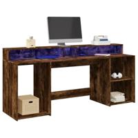 Bureau met LED-verlichting 200x55x91 cm hout gerookt eikenkleur - thumbnail
