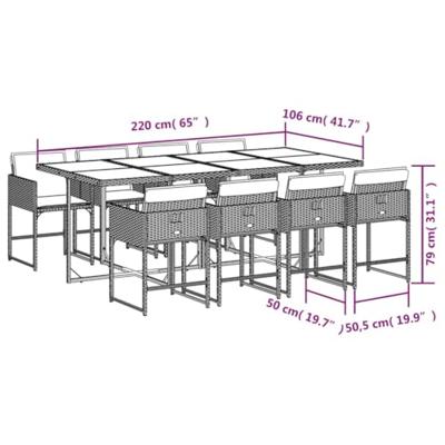 9-delige Tuinset poly rattan zwart - thumbnail