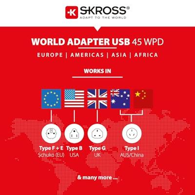 Skross 1.302474 Reisstekker Pro Light USB AC45PD World Skross 1.302474 Reisstekker Pro Light USB AC45PD World