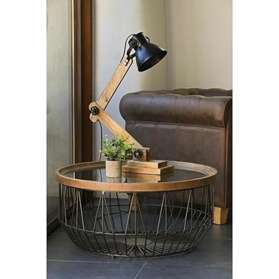 Bureaulamp DKD Home Decor Metaal Mangohout 50 W 220 V 50 x 15 x 65 cm